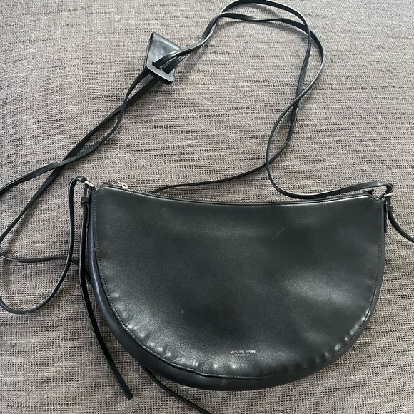 Michael Kors Collection Sedona Crescent Italian Leather Black Purse - Picture 2 of 16